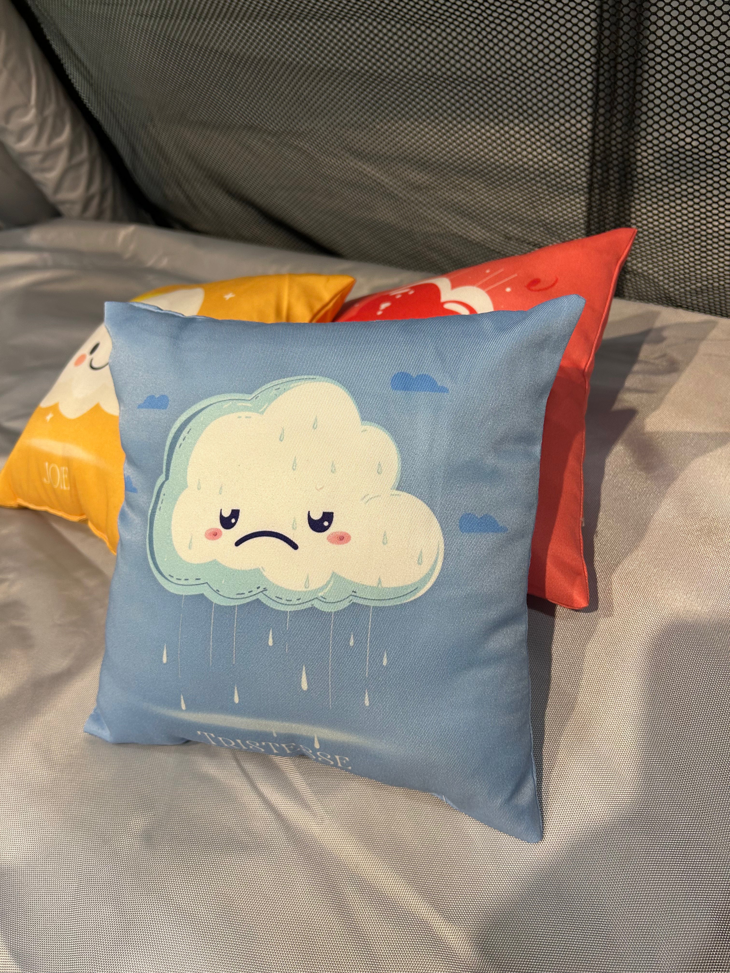 LOT DE 4 COUSSINS EMOTIONS JOIE, COLERE, TRISTESSE, PEUR